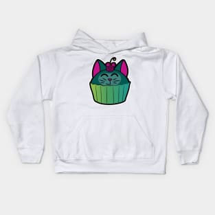 Catcake With Mouse-Cherry - Green Kids Hoodie